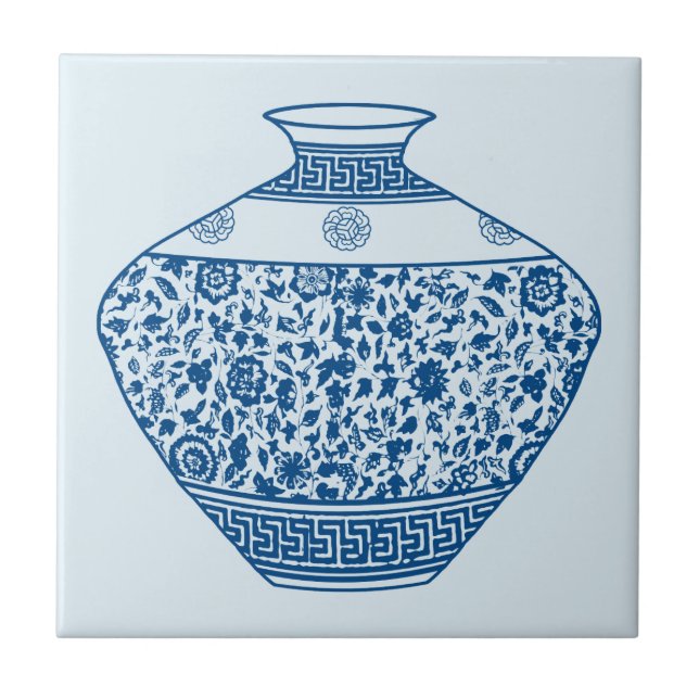 Carreau Vintage Chinoiserie Vase Ginger Jar (Devant)