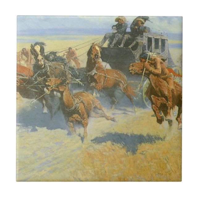 Carreau Vintage Cowboy, Downing Nigh Leader, Remington (Devant)