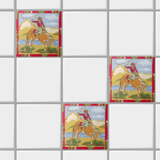 Carreau Vintage Cowboy Western Rodeo Wild West