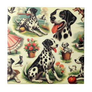 Carreau Vintage Cute Dalmatien sans joint