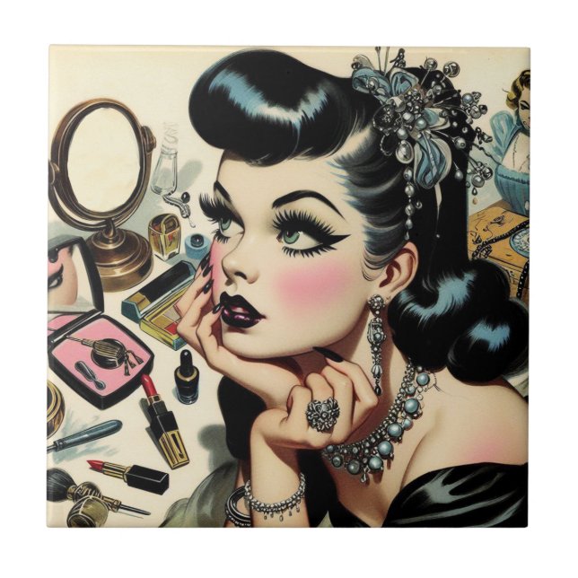Carreau Vintage Cute Goth Pin Up (Devant)