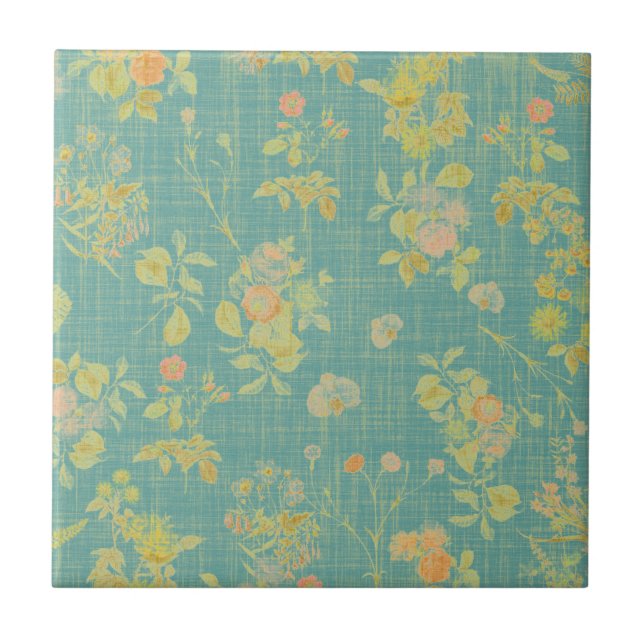 Carreau Vintage  désorganisé Ressort Floral modèle Turquoi (Devant)