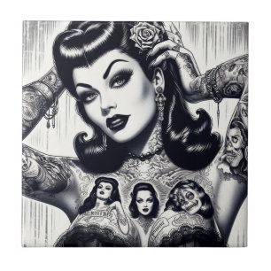 Carreau Vintage fille Goth tatouée