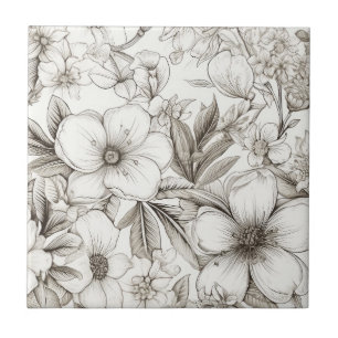 Carreau Vintage Floral Sepia Motif (11)