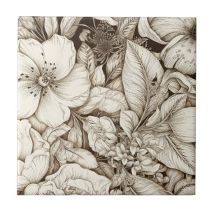 Carreau Vintage Floral Sepia Motif (9)