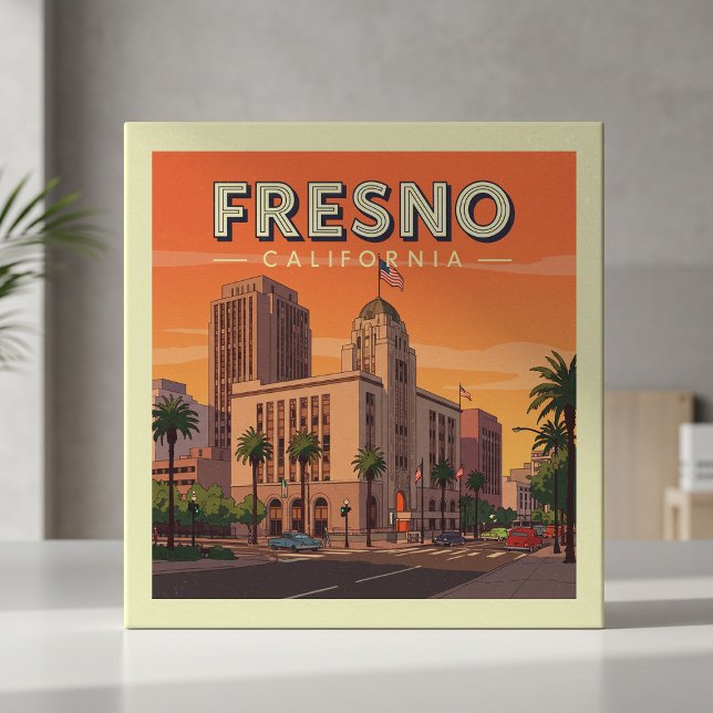 Carreau Vintage Fresno California (Créateur téléchargé)
