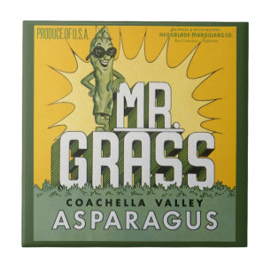 Carreau Vintage Fruit Crate Étiquette Art M. Grass Asparag