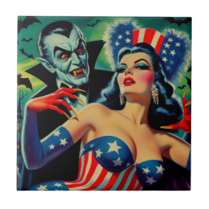Carreau Vintage horreur vampire fille