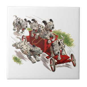 Carreau Vintage Humour mignon Chiens de chiot dalmate Cami