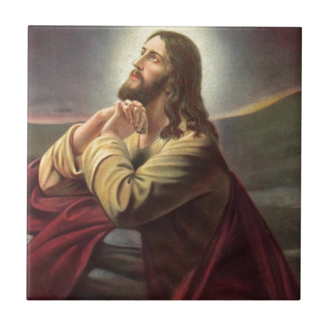 Carreau Vintage Jésus Christ prier (Devant)
