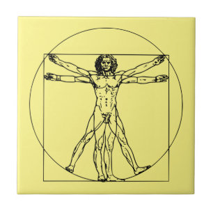 Carreau Vintage Leonardo da Vinci Oeuvre d'art Vitruvian H