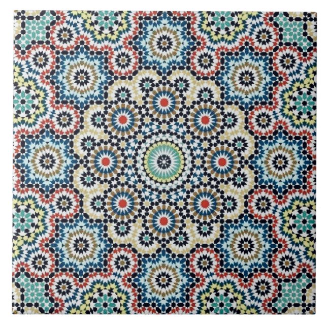 Carreau Vintage Marocain Bleu & Motif Turquoise (Devant)