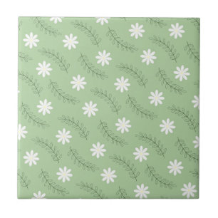 Carreau Vintage Mid-Century Green Flower Motif