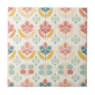 Carreau Vintage Mod Cercles Floraux Abstraits Carrelage cé