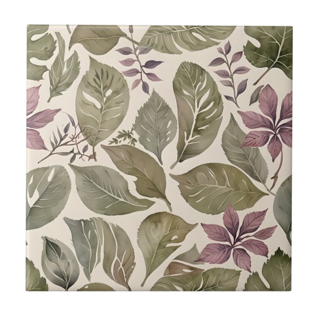 Carreau Vintage Moderne Feuille Pastel (Devant)