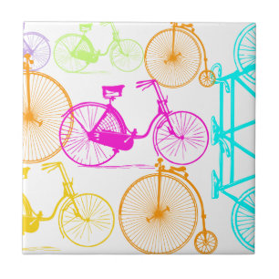 Carreau Vintage moderne Vélo couleur brillante Motif néon