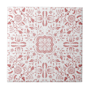 Carreau Vintage Motif rouge Floral Cottagecore