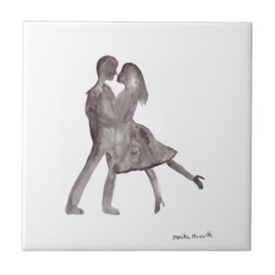 Carreau Vintage noir et blanc chic couple Romance