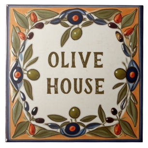 Carreau Vintage Olive Custom House Nom Plaque Plaque Signa