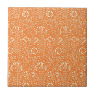 Carreau Vintage orange et blanc floral