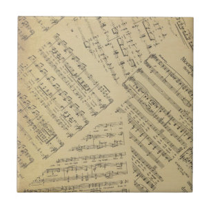 Carreau Vintage Partition note musicienne motif