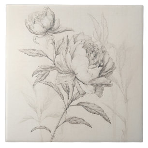 Carreau Vintage Peony 1 Carrelage décoratif botanique