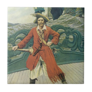 Carreau Vintage Pirates, capitaine Keitt par Howard Pyle
