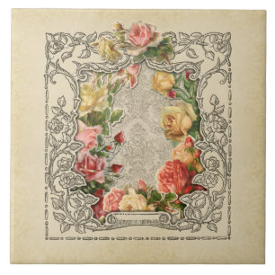 Carreau Vintage romantique Roses sculptés