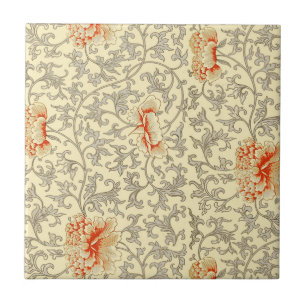 Carreau Vintage rose gris Artwork Botanique Floral