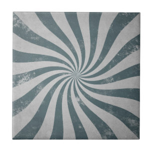 Carreau Vintage Sunburst Gray Distressed Wavy Lines