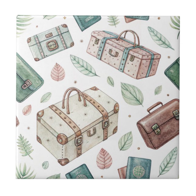 Carreau Vintage Travel Luggage Pattern (1) (Devant)