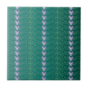 Carreau Vintage Turquoise Floral Violets fond d'écran moti