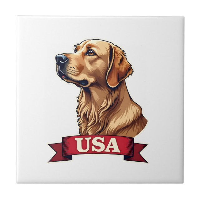 Carreau Vintage USA Golden Retriever Engraving Shirt (Devant)