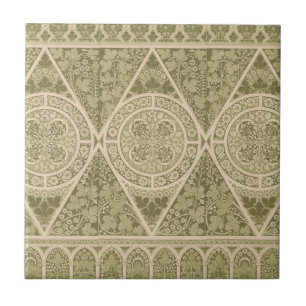 Carreau Vintage vert Art Nouveau motif floral
