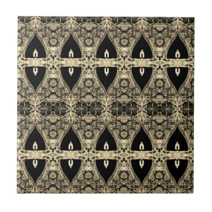 Carreau Vintage Victorian Black Sepia Art Nouveau Motif