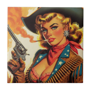 Carreau Vintage Western Cowgirl Pin Up