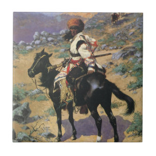 Carreau Vintage Wild West, un trappeur indien par Remingto