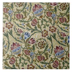 Carreau Vintage William Morris Floral Rose Bleu Brocade