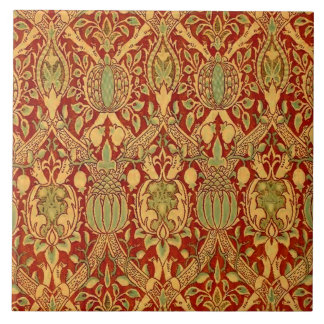 Carreau Vintage William Morris Motif Rouge Turquoise Or