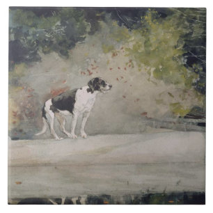 Carreau Vintage Winslow Homer Aquarelle Chien sur un journ
