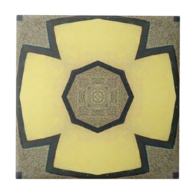 Carreau Vintage Yellow Geometric Symmetrical Flower (Devant)