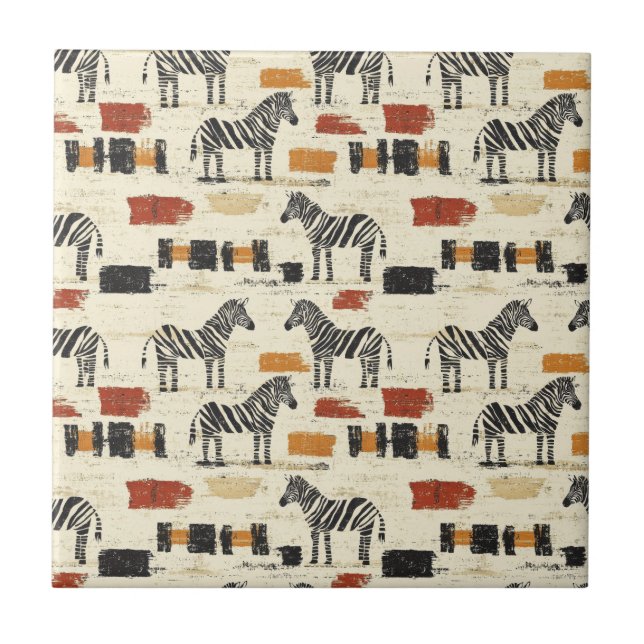 Carreau Vintage Zebra Pattern Rustic Boho Safari Print (Devant)