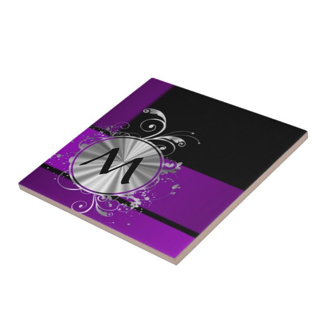 Carreau Violet foncé et monogramme (Côté)