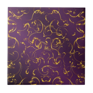 Carreau violet, lilas, or, doré, vibrations, abstrait,