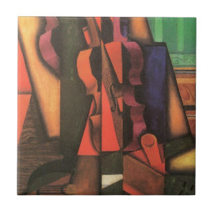 Carreau Violon et guitare de Juan Gris, Art Cubisme Vintag