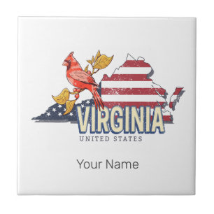 Carreau Virginie États-Unis Retro State Map Vintage USA