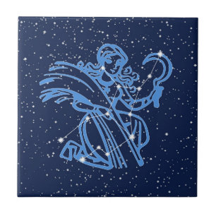 Carreau Virgo Constellation et signe solaire avec étoiles