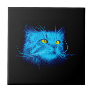 Carreau Visage de chat bleu