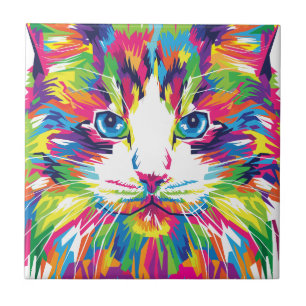 Carreau Visage de Chat Design Géométrique Prismatique-3245