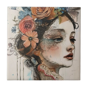 Carreau Visage de collage de scrapbook vintage (2)
